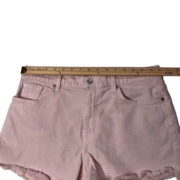 7 for all Mankind Women's Light Pink High Rise Frayed Hem Cut Off Shorts Size 32 - Picture 10 of 11